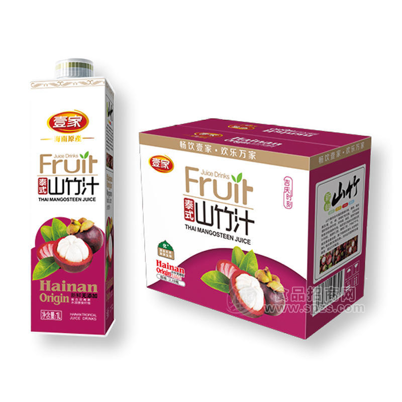 壹家泰式山竹汁果汁饮料1LX8瓶