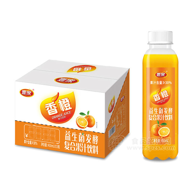 壹家香橙益生菌发酵复合果汁饮料450mlx10瓶