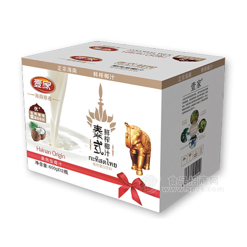 壹家果肉型椰汁植物蛋白饮料600gx12瓶