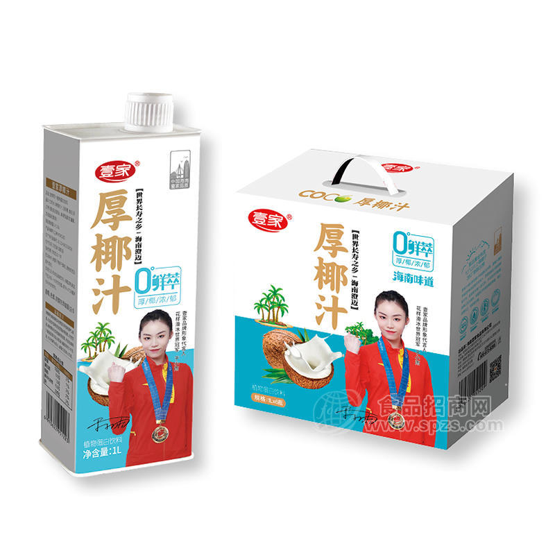 壹家厚椰汁植物蛋白饮料1LX6瓶