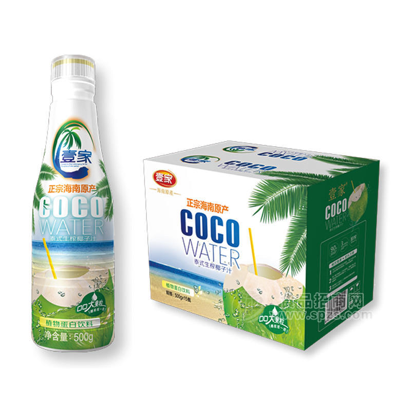 壹家泰式生榨椰子汁植物蛋白饮料500gx15瓶