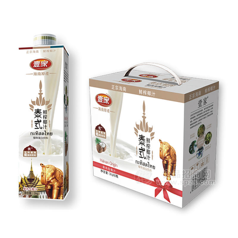壹家泰式鲜榨椰汁植物蛋白饮料1kgx6瓶