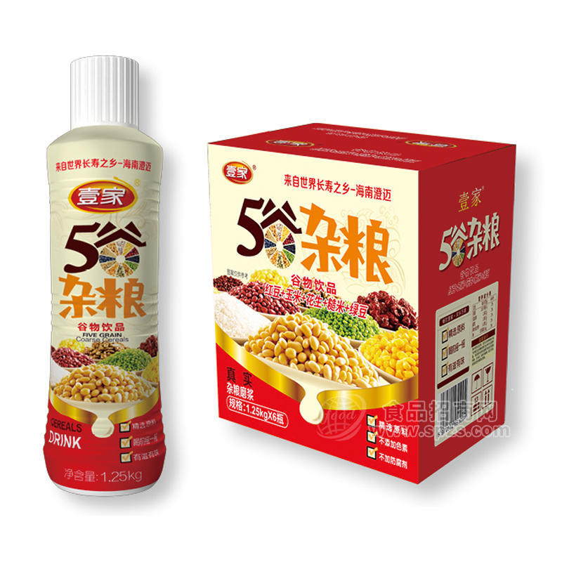 壹家5谷杂粮谷物饮品1.25kgx6瓶