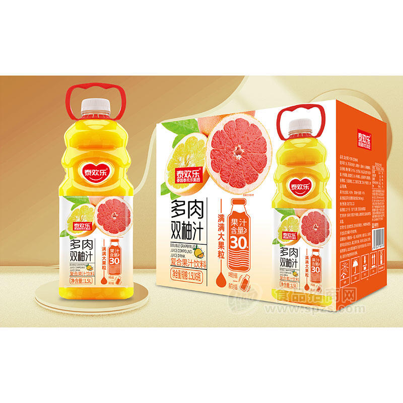 泰欢乐多肉双柚汁复合果汁饮料1.5LX6瓶
