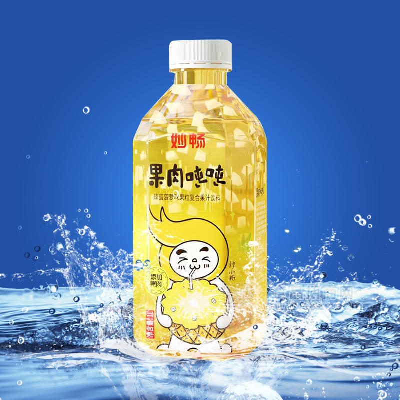 妙暢果肉噸噸蜂蜜菠蘿味果粒復(fù)合果汁飲料1L