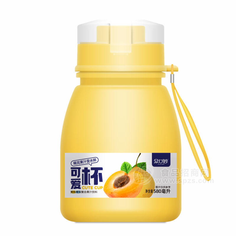 众口妙可爱杯复合果汁饮料黄桃雪梨味580ml