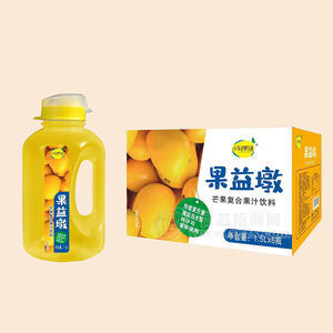 小輕果語果益墩復(fù)合果汁飲料芒果味桶裝1.5LX6瓶