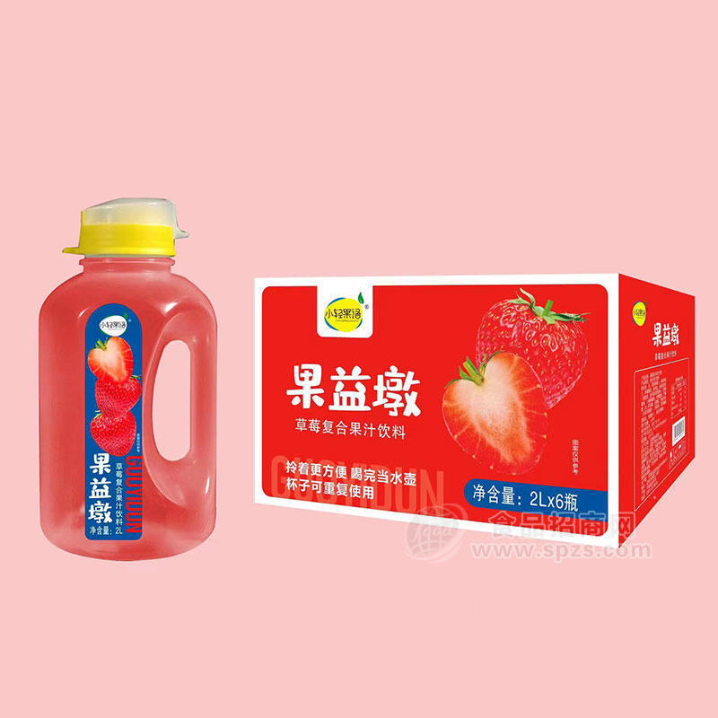 小轻果语果益墩复合果汁饮料草莓味2LX6瓶