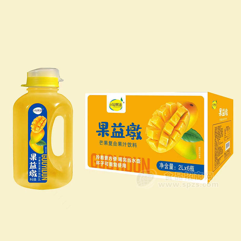 小輕果語果益墩復(fù)合果汁飲料芒果味2LX6瓶