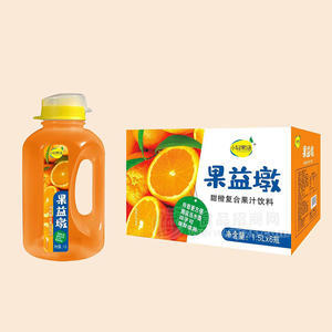 小輕果語果益墩復(fù)合果汁飲料甜橙味桶裝1.5LX6瓶