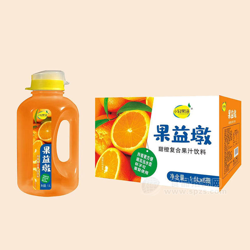 小輕果語果益墩復(fù)合果汁飲料甜橙味桶裝1.5LX6瓶