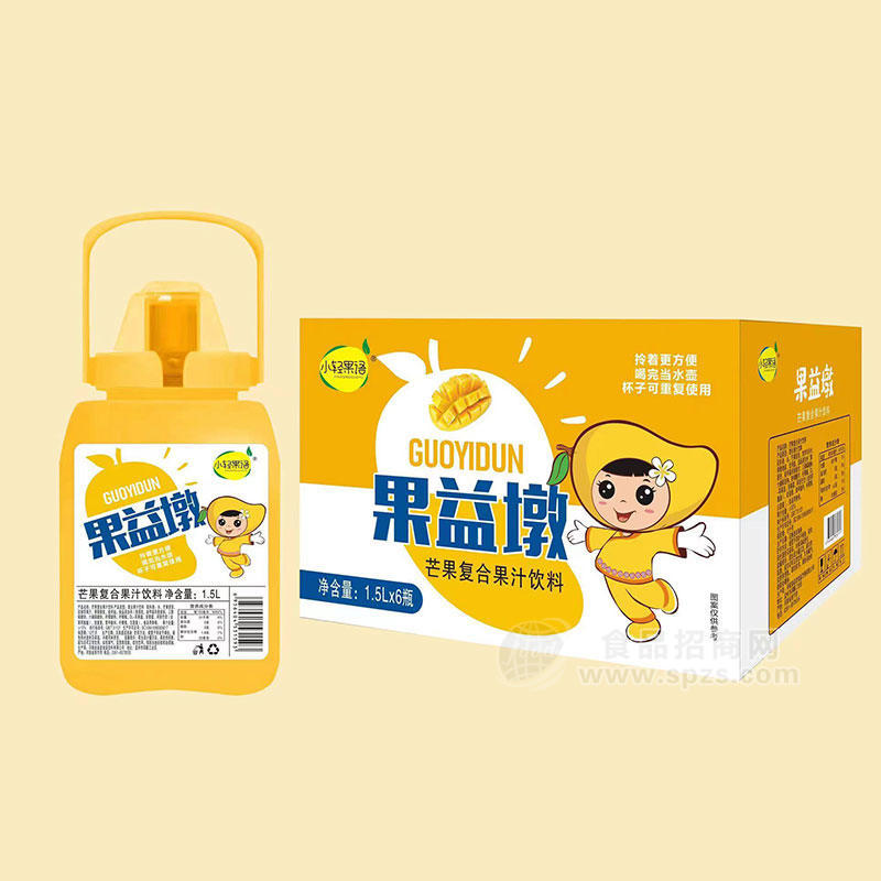 小轻果语果益墩复合果汁饮料芒果味1.5LX6瓶