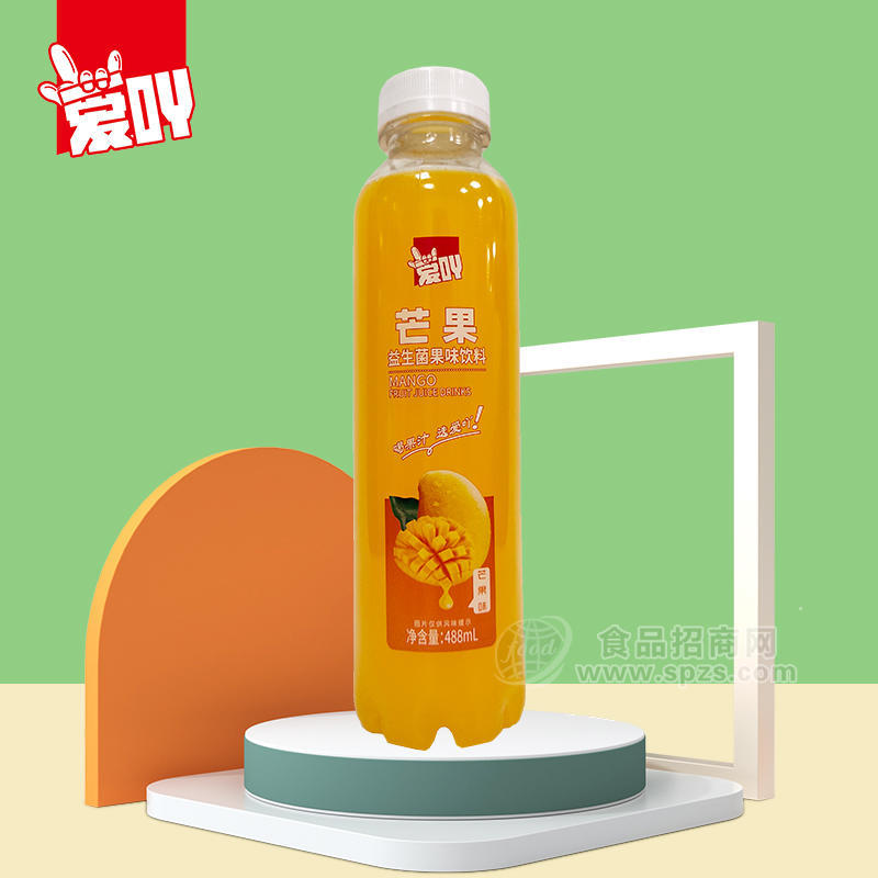 爱吖芒果味益生菌发酵复合果味果汁饮品488ml