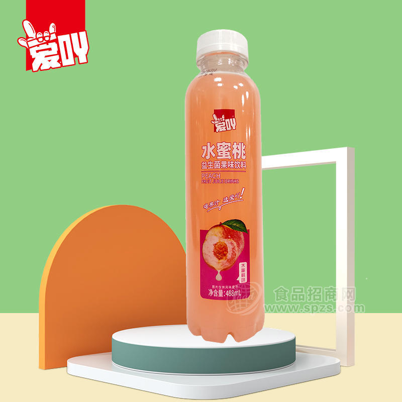 爱吖水蜜桃味益生菌发酵复合果味果汁饮品488ml