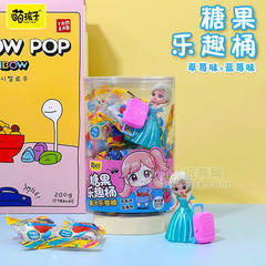 萌孩子糖果乐趣桶果汁乐卷糖草莓味+蓝莓味182g