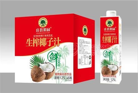 庄荟果园生榨椰子汁植物蛋白饮品1.25L×6方瓶餐饮渠道饮料