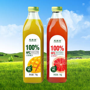 惠果源NFC鲜榨工艺芒果果汁红西柚汁果汁饮料1kg