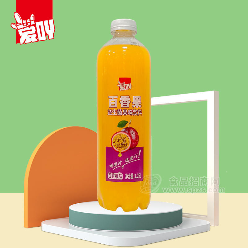 爱吖百香果益生菌果味饮料1.25L