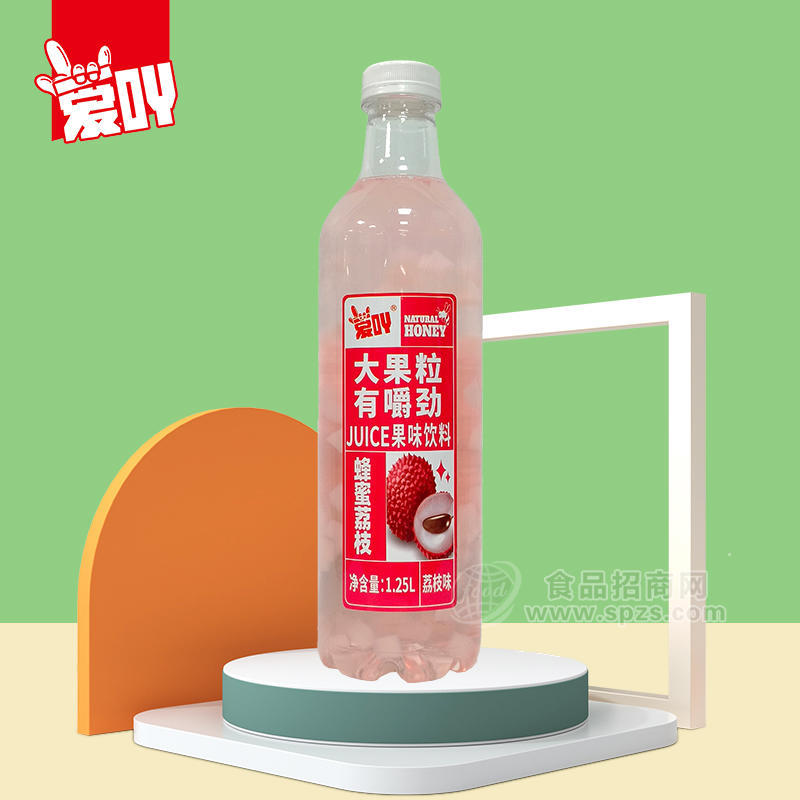 愛吖大果粒蜂蜜荔枝味果味飲料1.25L