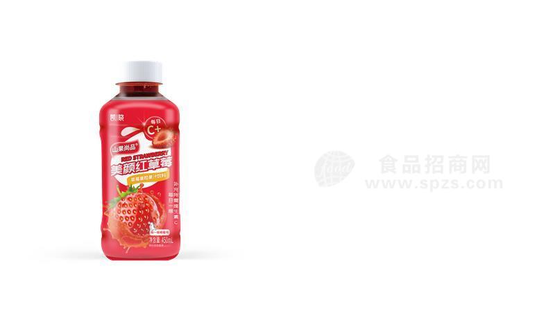 凱曉山果尚品美顏紅草莓果粒果汁飲料450ml瓶裝