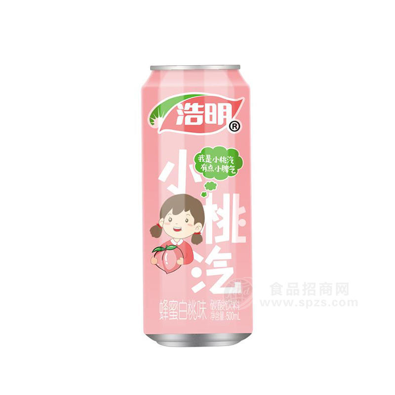 浩明蜂蜜白桃味小桃汽碳酸飲料招商500ml