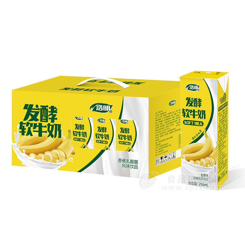 浩明发酵软牛奶香蕉乳酸菌乳味饮品箱装招商250ml