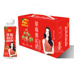 浩明草莓果粒奶发酵乳酸菌风味饮品箱装招商330ml×15瓶