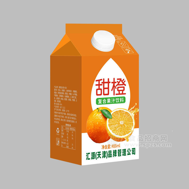 甜橙复合果汁饮料盒装招商488ml 