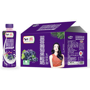 浩明藍莓葡萄果粒奶乳味飲料箱裝招商500ml×15瓶