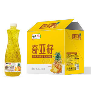 浩明奇亞籽菠蘿果粒復(fù)合果汁飲料箱裝招商1.25l×6瓶