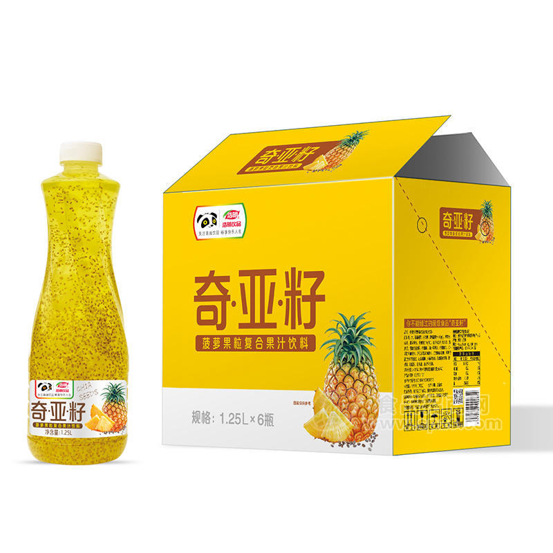 浩明奇亞籽菠蘿果粒復(fù)合果汁飲料箱裝招商1.25l×6瓶