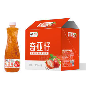 浩明奇亚籽草莓果粒复合果汁饮料箱装招商1.25L×6瓶