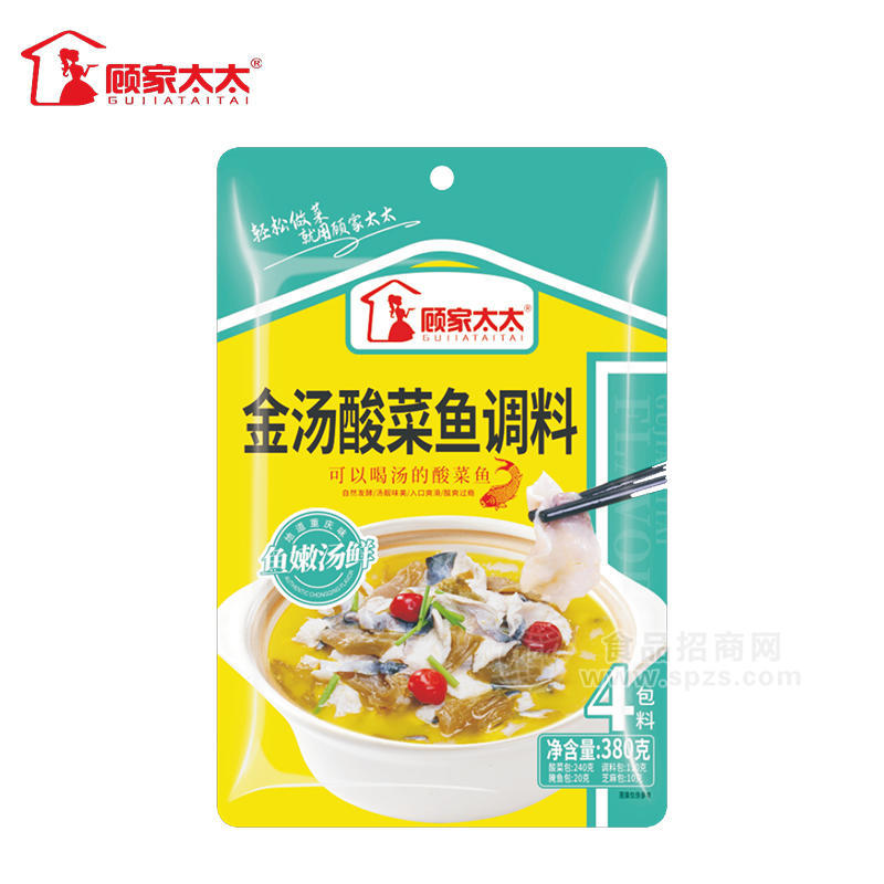 顾家太太金汤酸菜鱼调料调味品380g