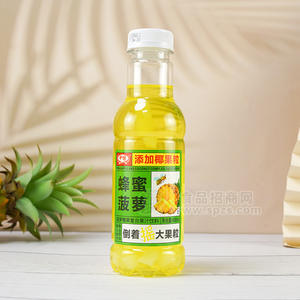 中博蜂蜜菠蘿添大椰果粒復(fù)合果汁瓶裝招商450ml