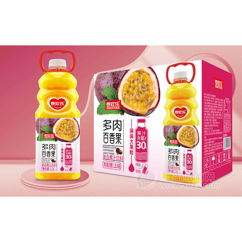 泰欢乐多肉百香果复合果汁饮料1.5LX6瓶招商