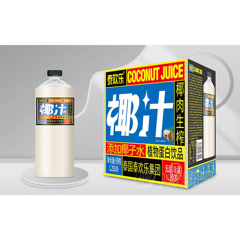 泰欢乐椰肉生榨植物蛋白饮品1.25Lx6瓶