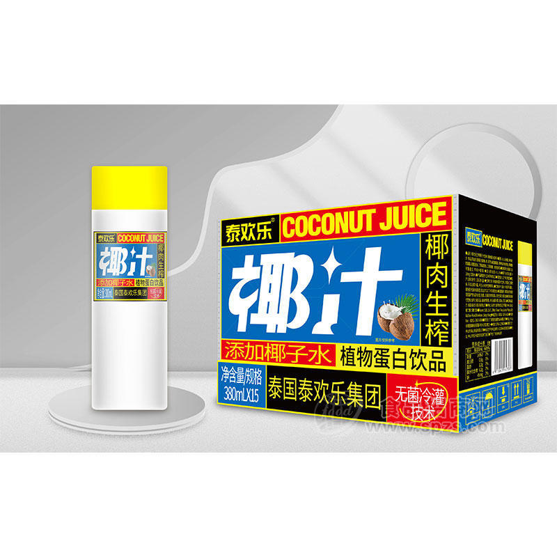 泰欢乐椰肉生榨植物蛋白饮品380mlX15瓶