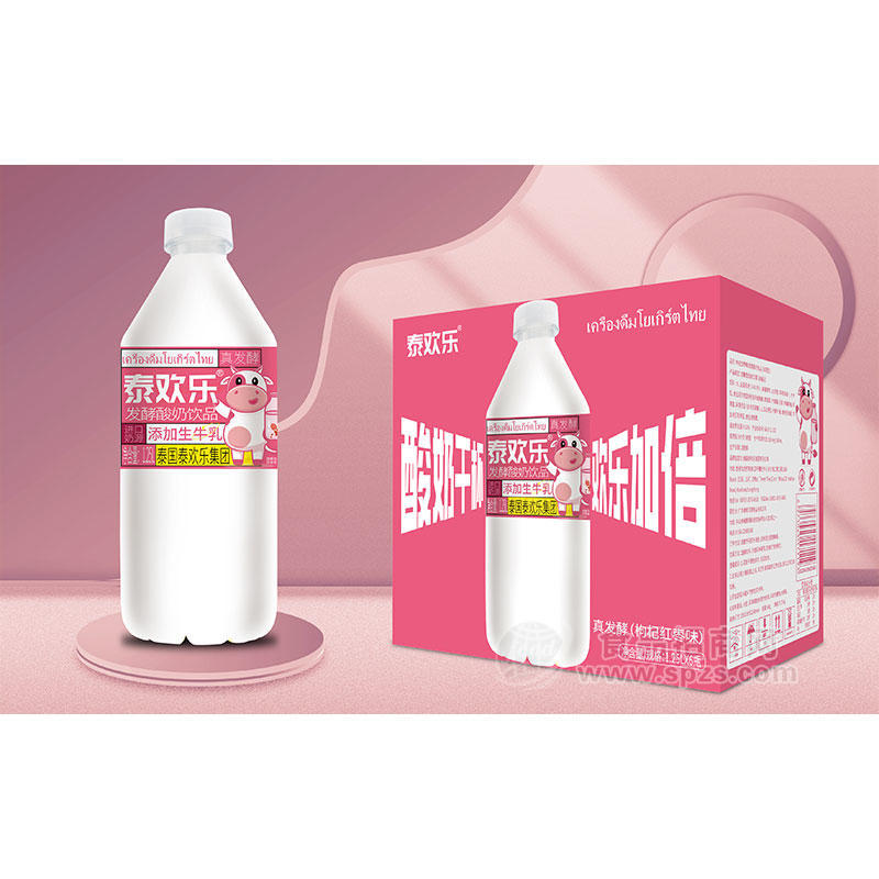 泰欢乐发酵酸奶饮品枸杞红枣味1.25LX6瓶