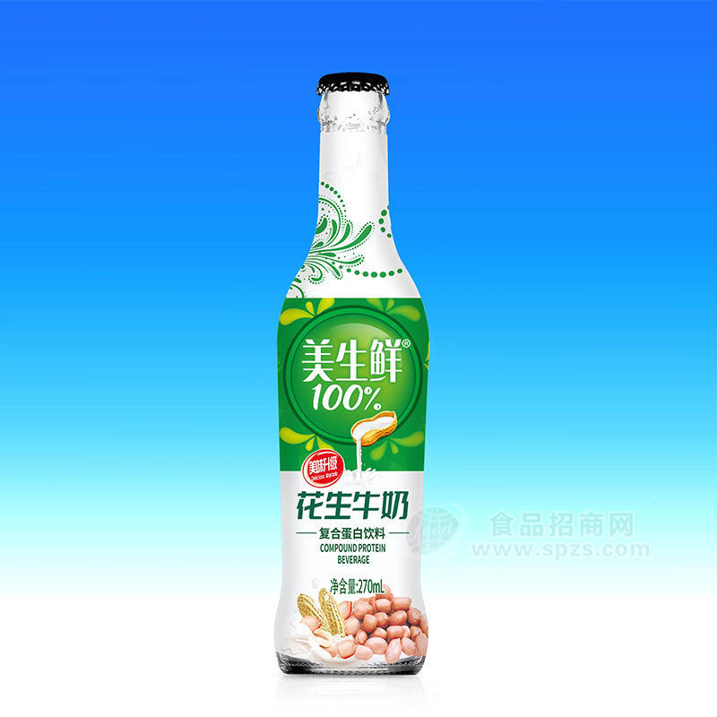 美生鮮花生牛奶渡河蛋白飲料瓶裝招商代理270ml