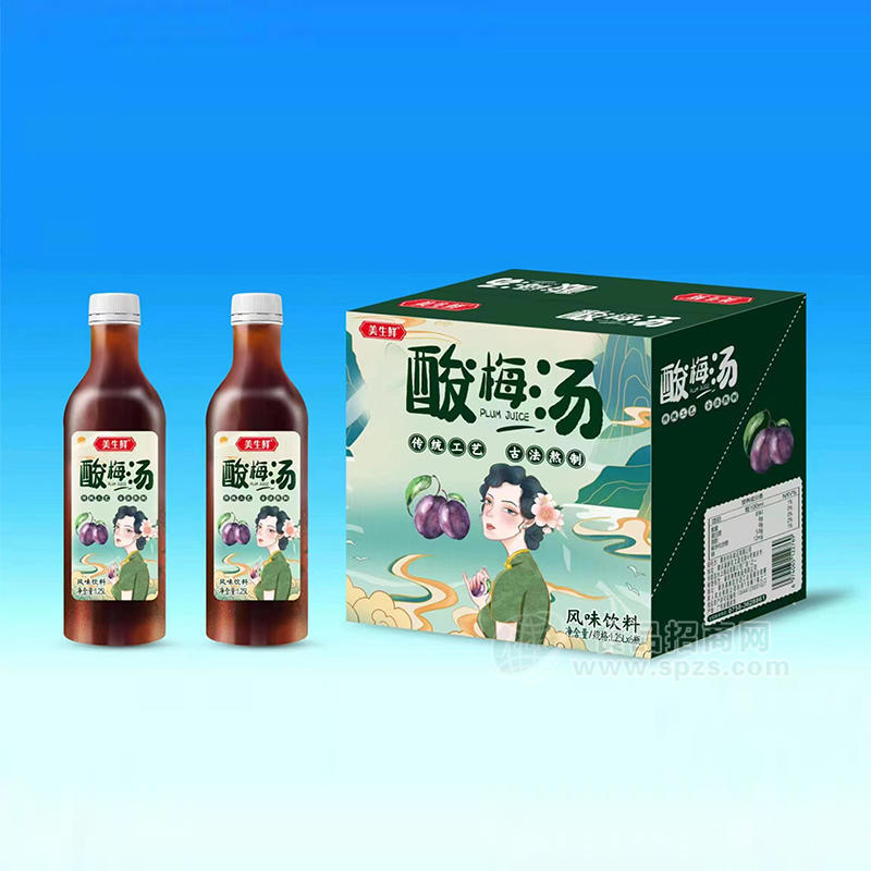 美生鮮酸梅湯風(fēng)味飲料1.25LX6瓶