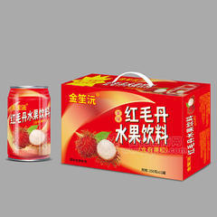 金笙沅红毛丹水果饮料含有果粒250gX12罐