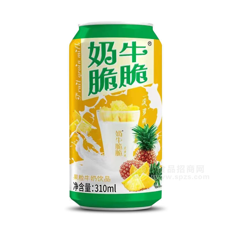 奶牛脆脆菠萝味果粒牛奶饮品罐装招商310ml