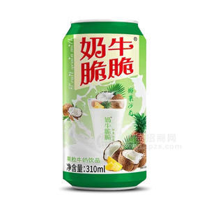 奶牛脆脆椰果沙龍味果粒牛奶飲品罐裝招商310ml