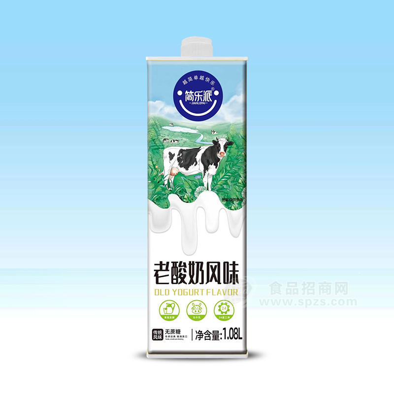 簡樂派老酸奶風味無蔗糖盒裝招商1.08L