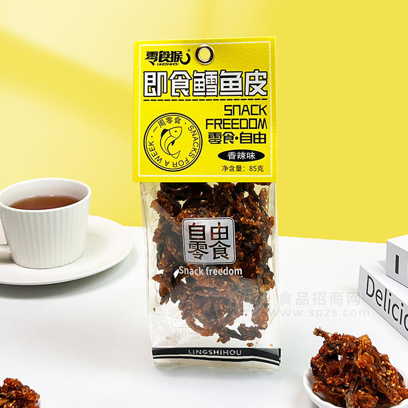 零食猴香辣味即食鱈魚皮休閑食品85g