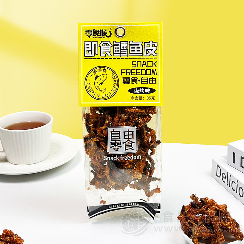 零食猴烧烤味即食鳕鱼皮休闲食品85g