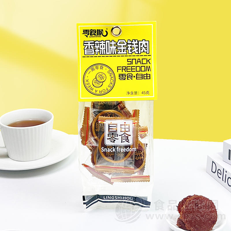 零食猴香辣味金钱肉肉干肉脯休闲食品45g