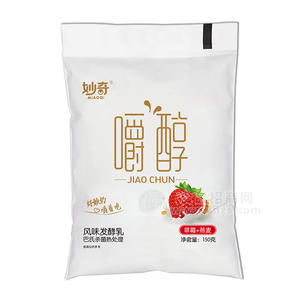 妙奇嚼醇草莓+燕麦风味发酵乳袋装酸奶饮品150g