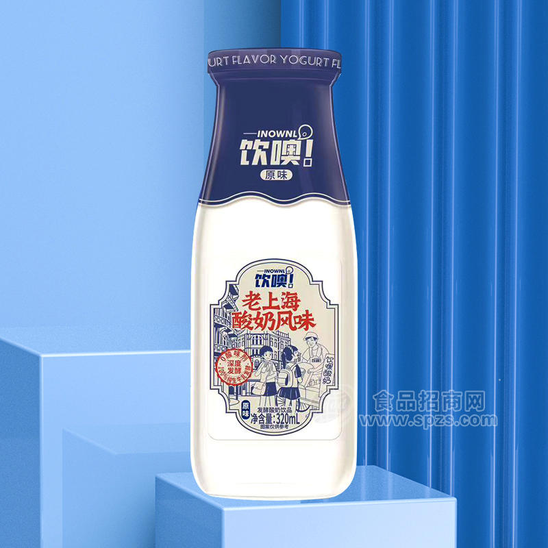 ·饮噢原味老上海酸奶风味瓶装招商320ml 