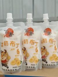百香酸奶布丁自立袋装黄桃味实物图